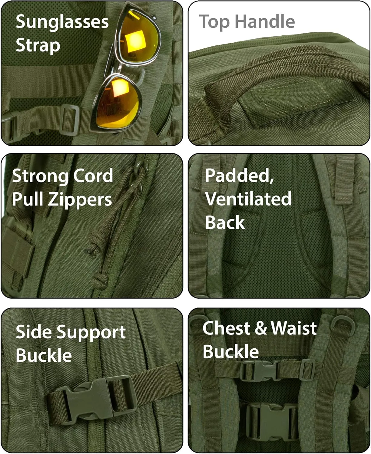 Rockland Military Tactical Laptop Backpack, Green, Large