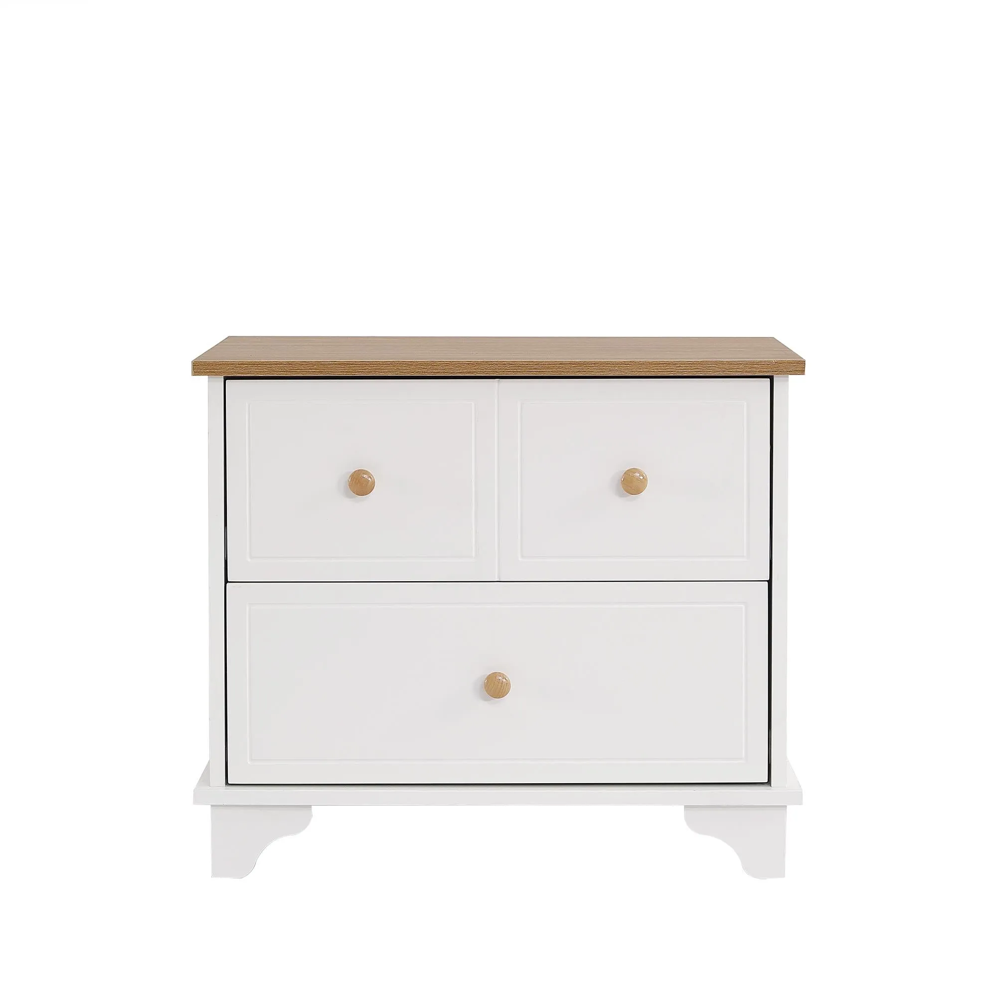 Rootz Bedside Table with 2 Drawers - Nightstand - End Table - Silent Gliders - 60cm x 40cm x 51.5cm