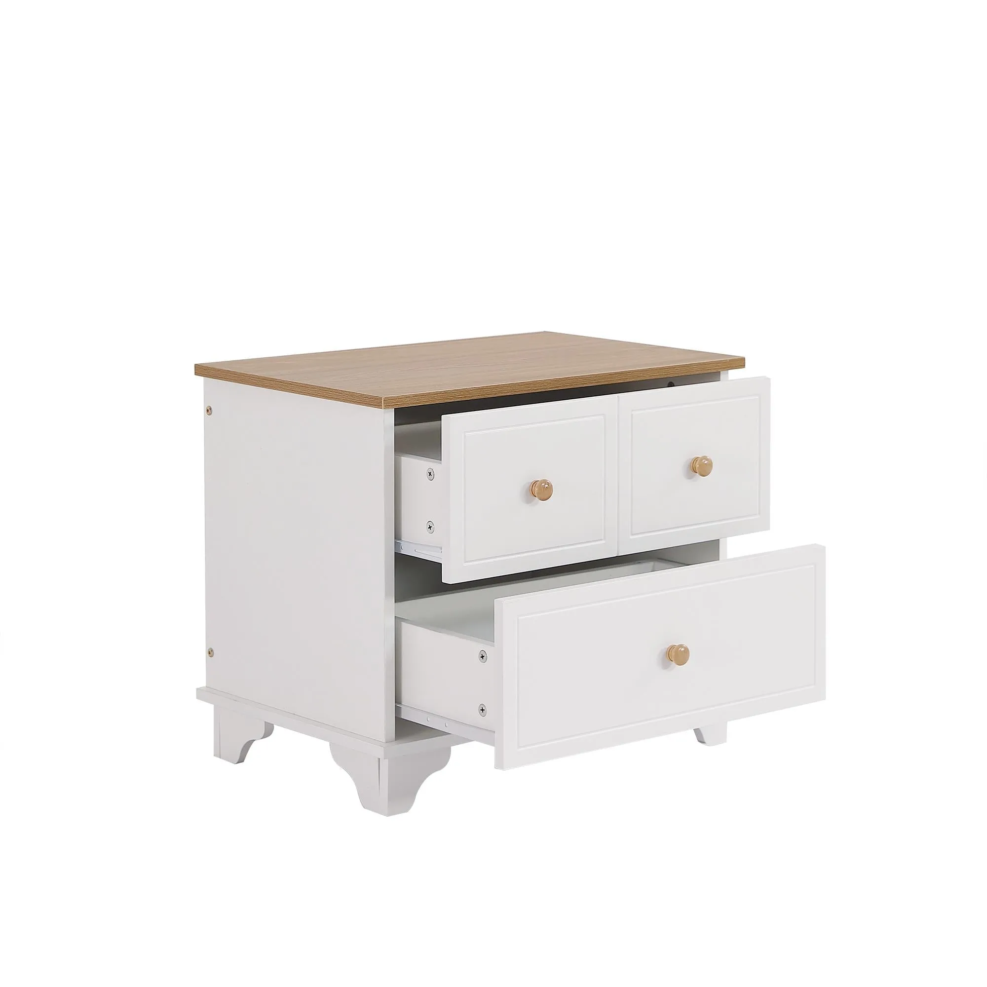 Rootz Bedside Table with 2 Drawers - Nightstand - End Table - Silent Gliders - 60cm x 40cm x 51.5cm