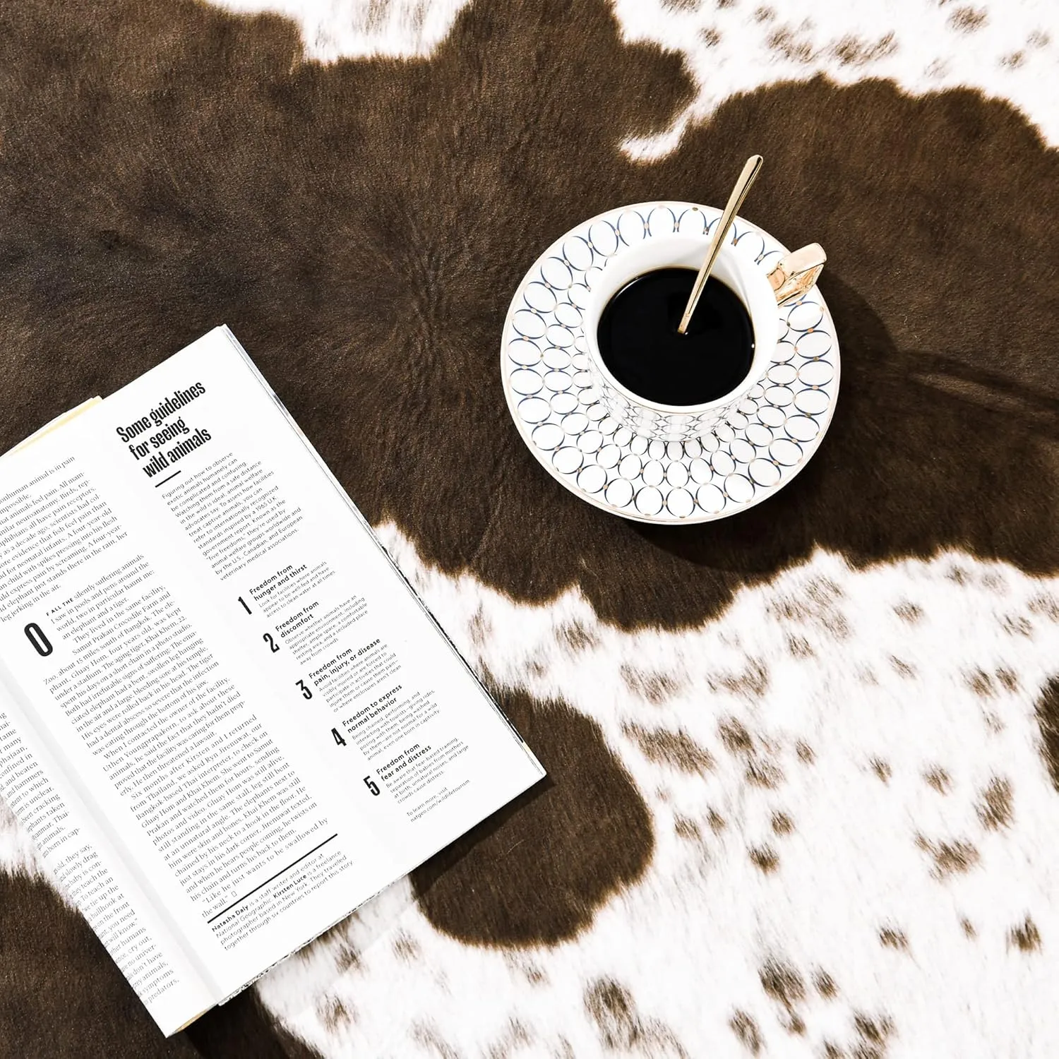 Rostyle Faux Cowhide Rug 6.2 x 5.2 Feet, Cute Cow Hide Rug for Living Room Bedroom Western Home Decor Faux Fur Cow Print Rugs White and Brown