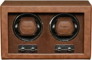 ROTHWELL Double Watch Winder for Automatic Watches with Quiet Motor with Multiple Speeds and Rotation Settings (Tan/Brown)