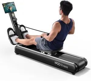 Rowing Machines for Home, Magnetic Row Machine Foldable, 16 Levels Quiet Resistance Rowing Machine with Dual Slide Rail, Folding Indoor Rowers Compact with Max 350lb Weight Capacity