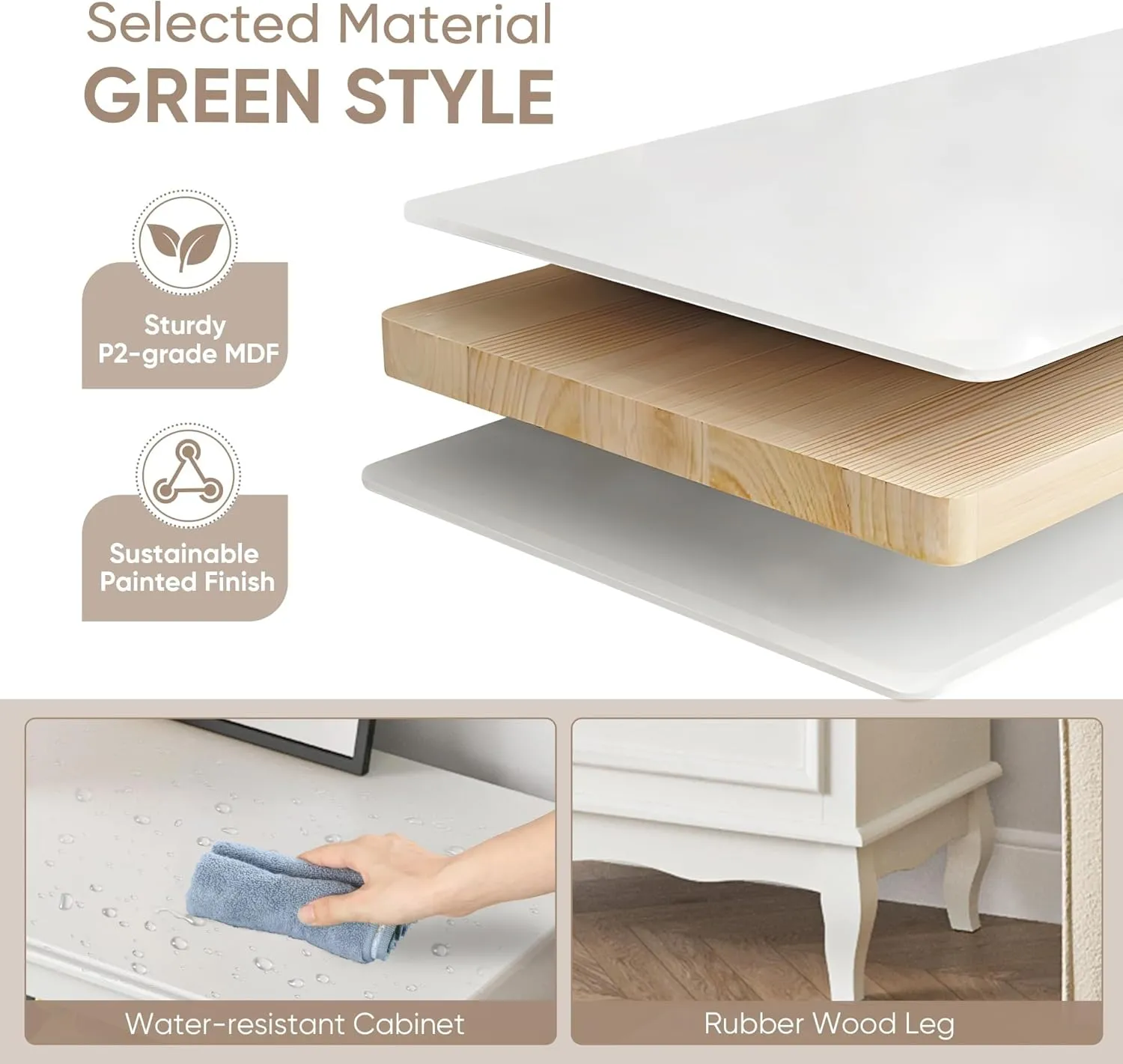 RoyalCraft White 7 Drawer Dresser for Bedroom, Modern Chest of Drawers with Solid Wood Legs and Painted Finish, Wooden Storage Closet Cabinet Organizer for Living Room, Hallway