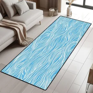 Runner Rug Washable 2x6 Abstract Blue Texture Water sea Ocean River Mountain Doodle Non-Slip Hallway Area Rug Indoor Outdoor Home Decor for Entryway Bathroom Kitchen Carpet Yoga Floor Mat