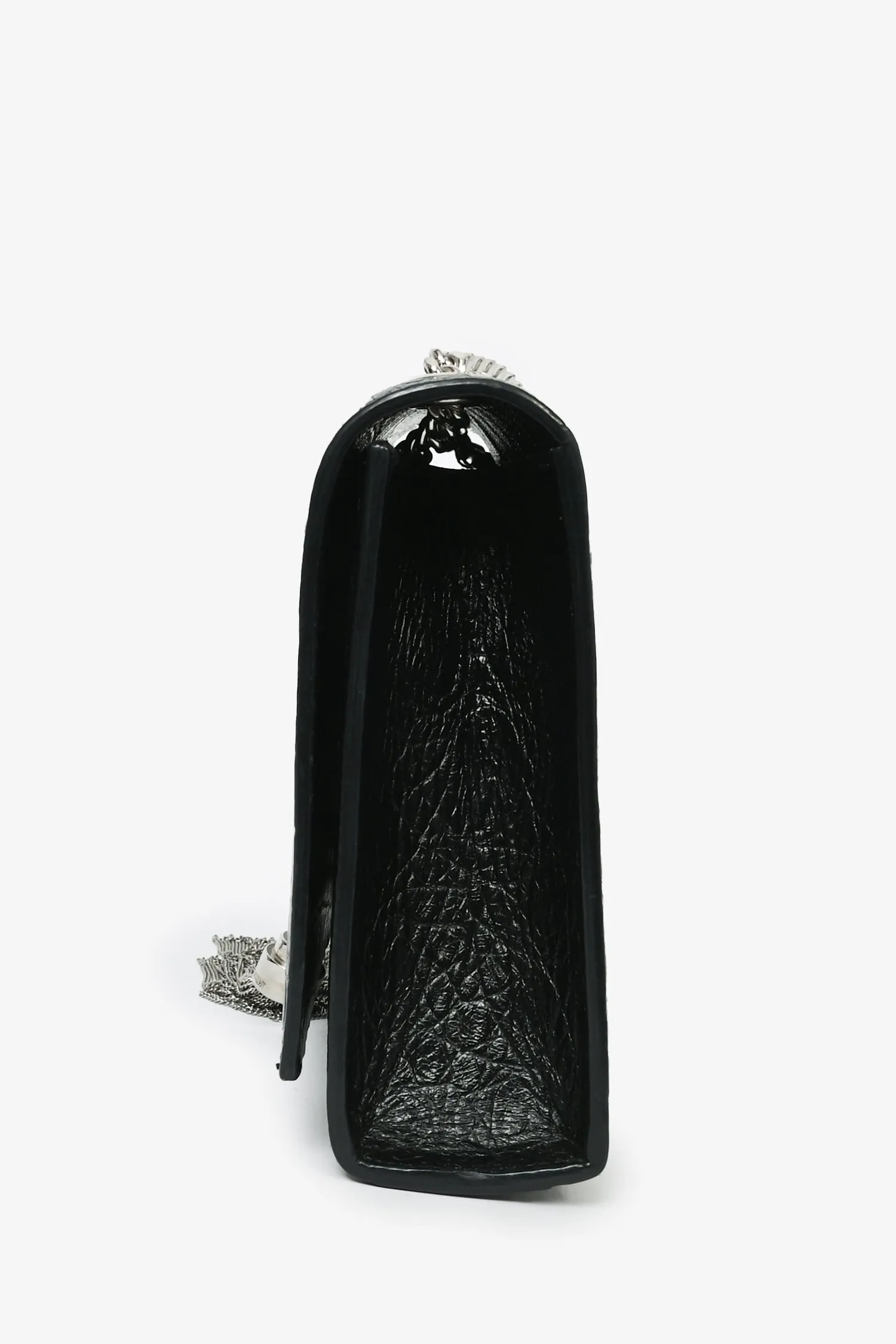 Saint Laurent 2015 Black Croc Embossed Medium Kate Crossbody