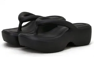 SALIGNA Women's Platform Flip Flop with Arch Support Casual Comfortable Wedge Flip-Flops Summer Beach Sandals Thong Slippers