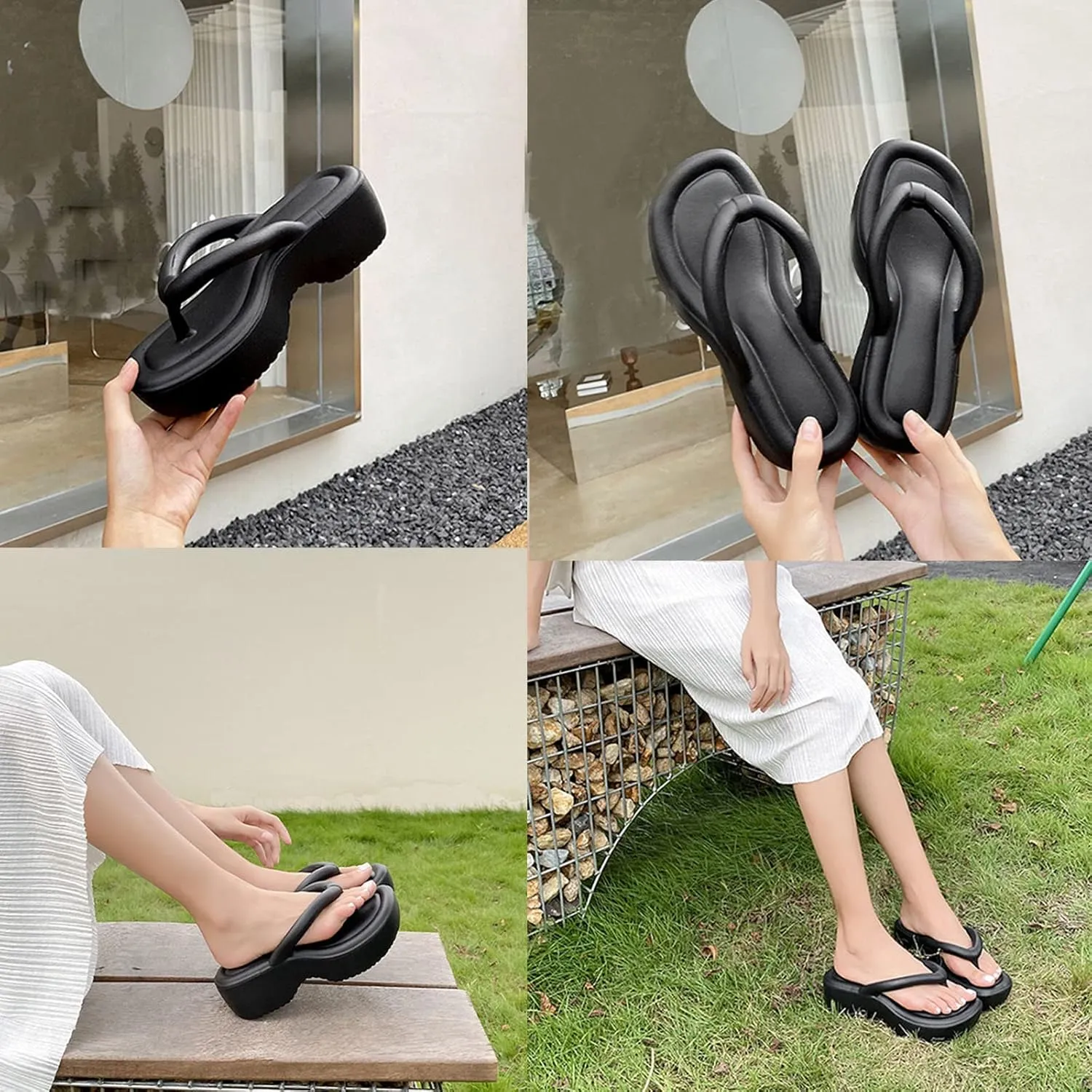 SALIGNA Women's Platform Flip Flop with Arch Support Casual Comfortable Wedge Flip-Flops Summer Beach Sandals Thong Slippers