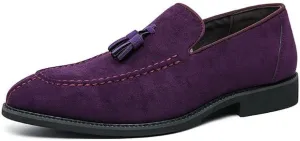 Santimon Mens Dress Shoes Tassels Suede Formal Loafers for Men Vintage Slip-on Loafer Smoking Slipper Casual Shoes