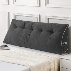Sasttie Headboard Pillow Queen, Triangular Wedge Pillow Headboard, Wedge Headboard Pillow for Bed Sofa, Daybed Pillows for Sitting up, Reading or Working with Removable Cover, Dark Grey