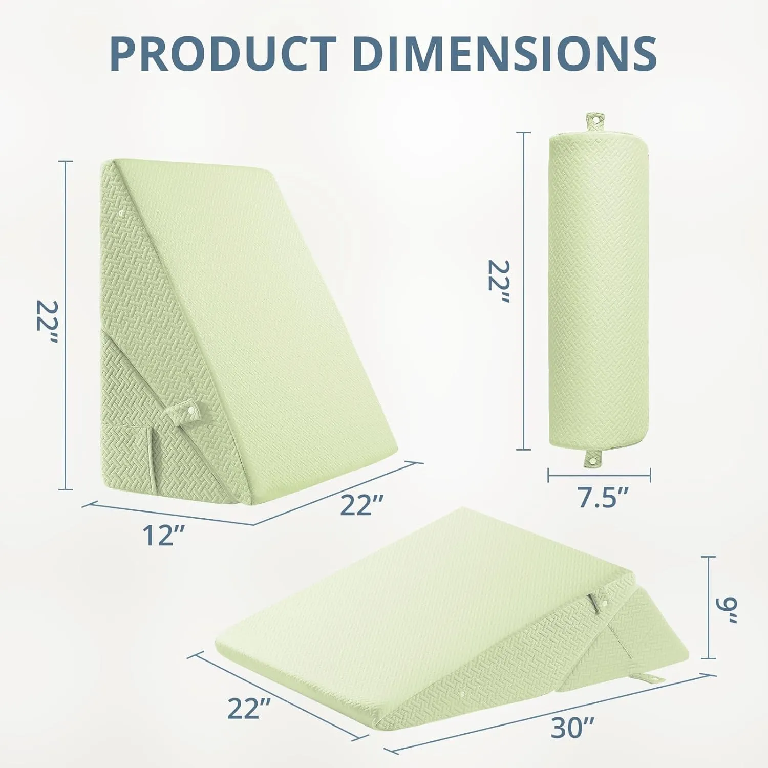 Sasttie Wedge Pillow for Headboard, Adjustable Bed Wedge Pillow Set with Orthopedic Memory Foam Neck Cushion – for Acid Reflux, Neck & Back Support, and Post-Surgery Recovery, Sage