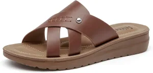 SelenePair Women's Flat Slide Sandals Slip On Low Wedge Platform Sandals Lightweight Summer Beach Straps Comfort Open Toe Walking Dressy Slides