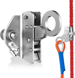 Self-Locking Rope Grab Ascender, Alloy Steel, Suitable for Heavy Industry/Roofing/Construction/Fall Protection/Tree Trimming/Lifeline, Compliant with OSHA/ANSI Standards