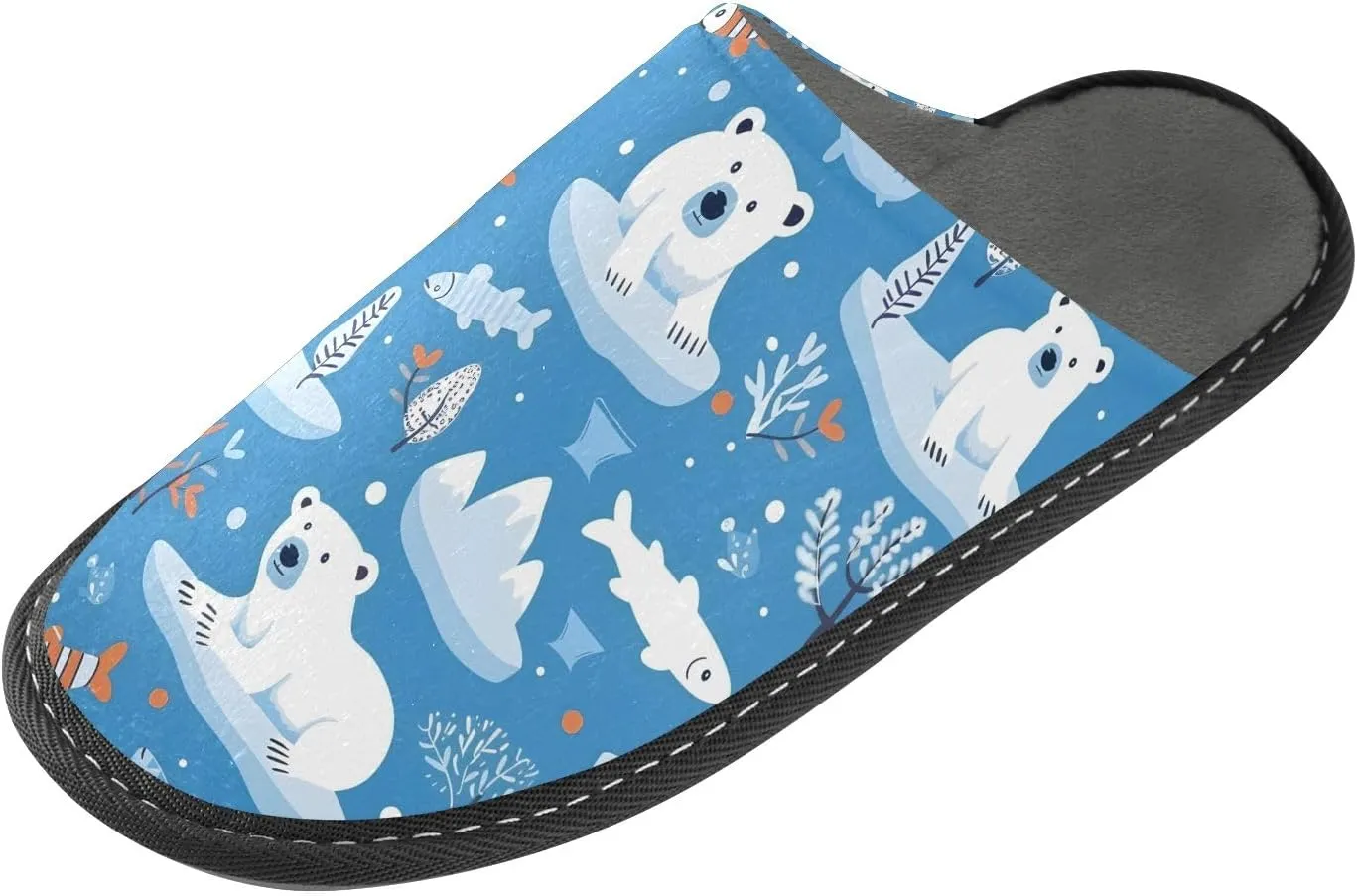 senya Cute Arctic Polar Bears 1 Fuzzy Slippers Soft Home Bedroom Slippers for Women Men House Shoes