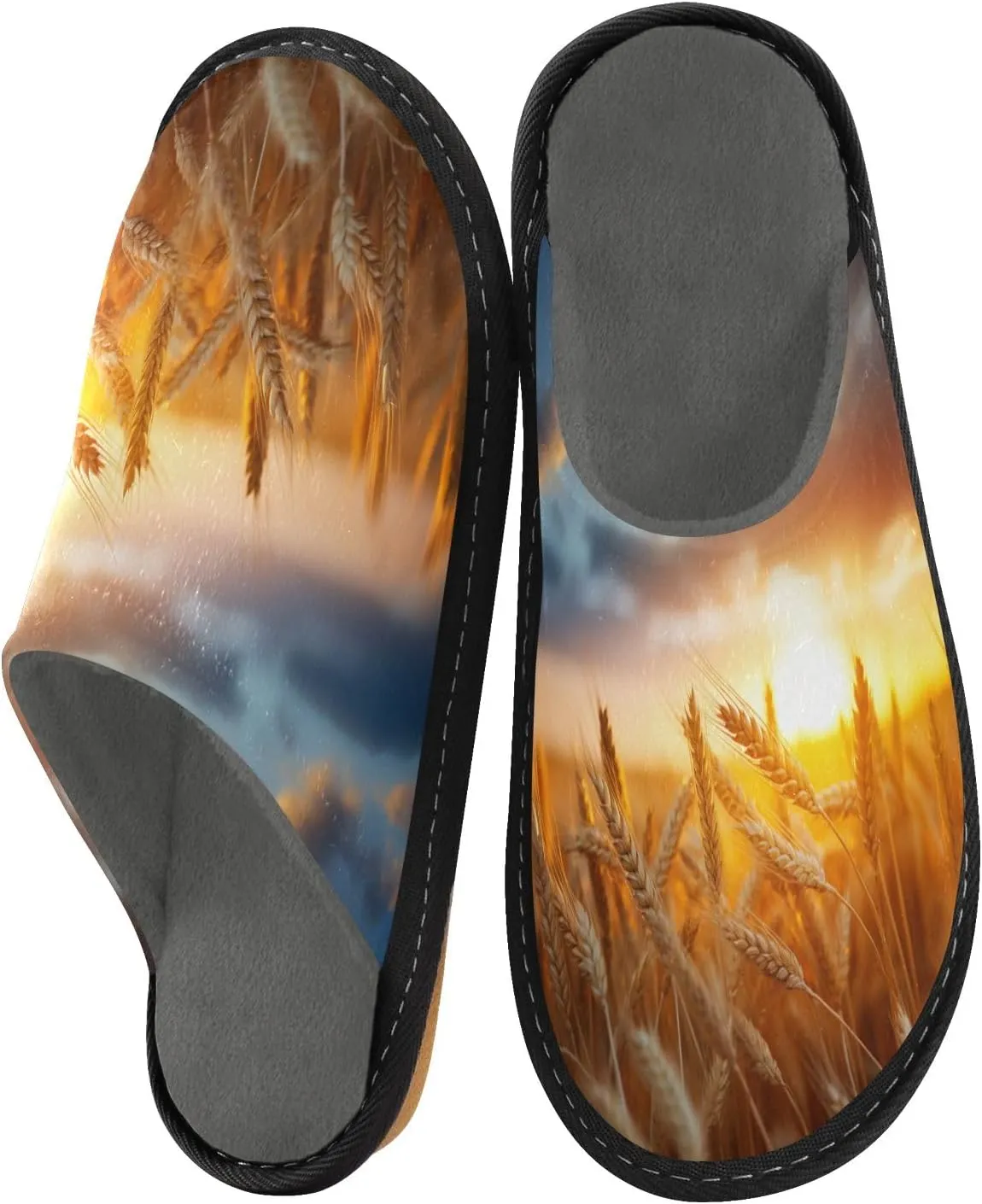 senya Wheat Field Fuzzy Slippers Soft Home Bedroom Slippers for Women Men House Shoes