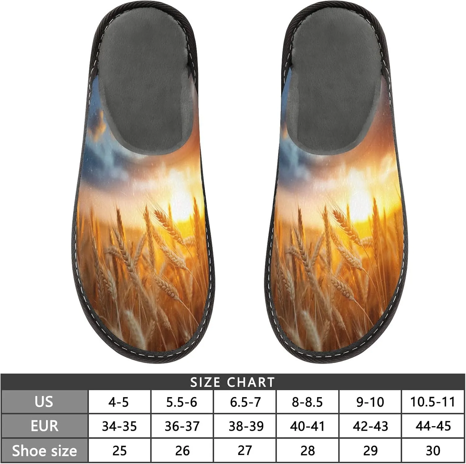 senya Wheat Field Fuzzy Slippers Soft Home Bedroom Slippers for Women Men House Shoes