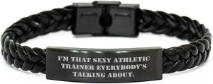 Sexy Athletic Trainer Gifts for Her - Funny Quote Interlaced Leather Cuff Valentine's Unique Accessories for Fitness Enthusiasts by Athletic Trainer