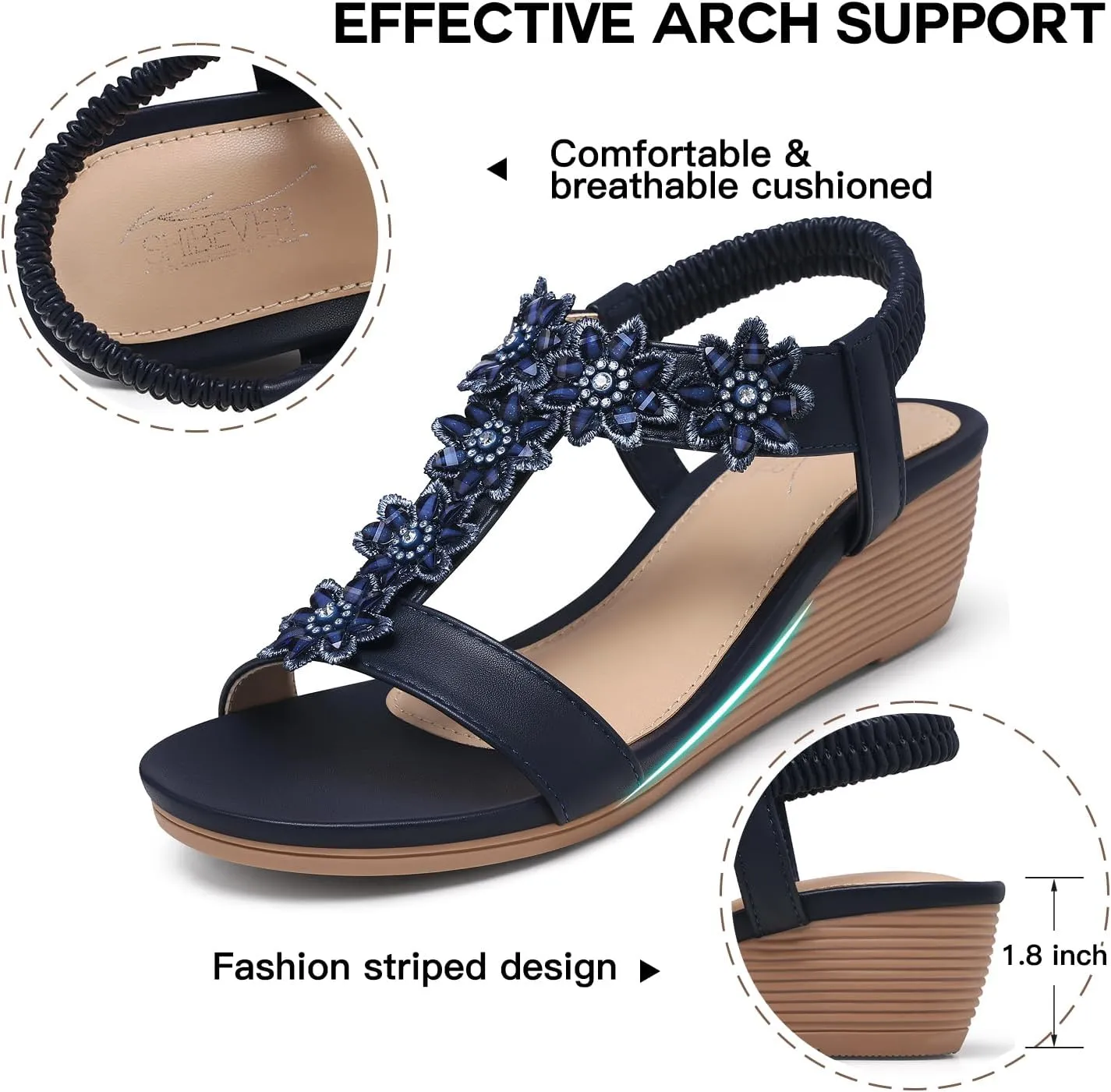 SHIBEVER Wedge Sandals for Women Dressy: Summer Platform Comfortable Low Wedges Womens Sandal