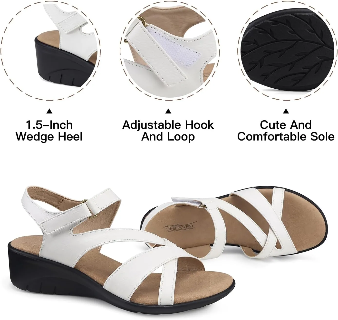 SHIBEVER Wedge Sandals for Women Dressy: Womens Sandals Comfortable - Summer Open Toe Casual Walking Low Wedges