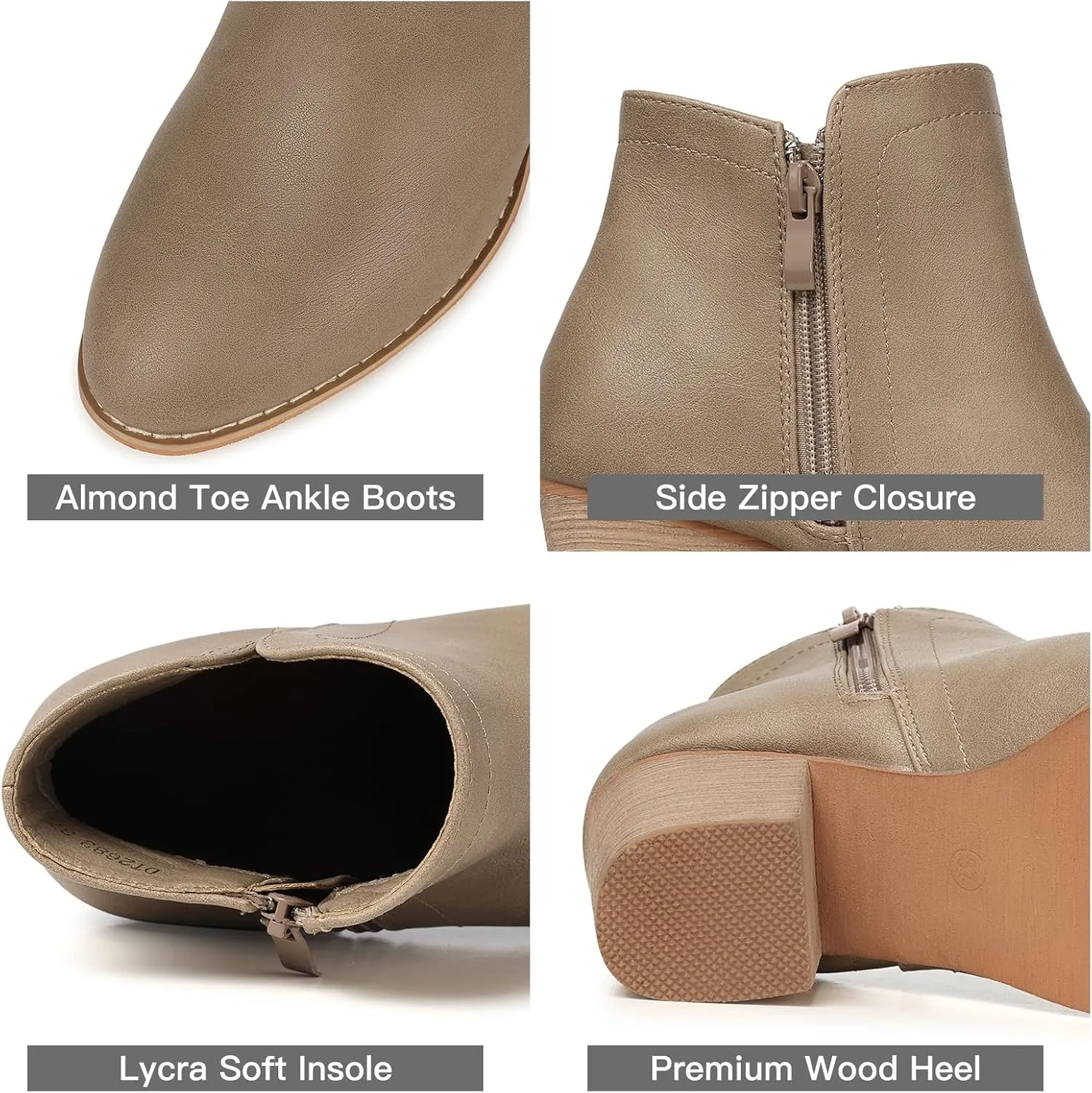 SHIBEVER Women's Ankle Boots Heel: Chunky Low Heeled Almond Toe Short Booties with Zipper Faux Suede Dress Western Fall 2025 Shoes