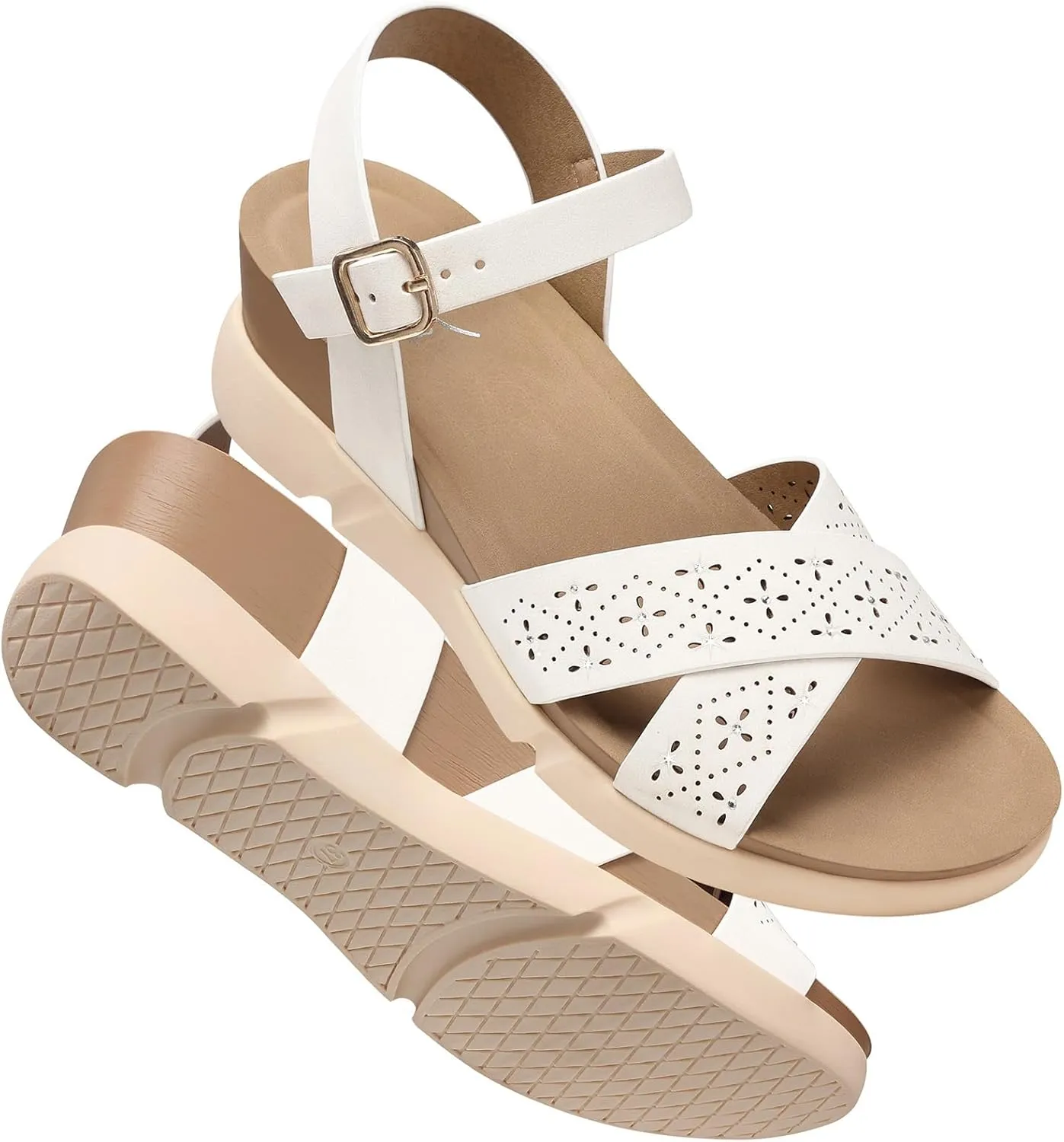 SHIBEVER Women's Wedge Sandals Platform: Comfortable Dressy Arch Support - Summer Open Toe Women Sandals
