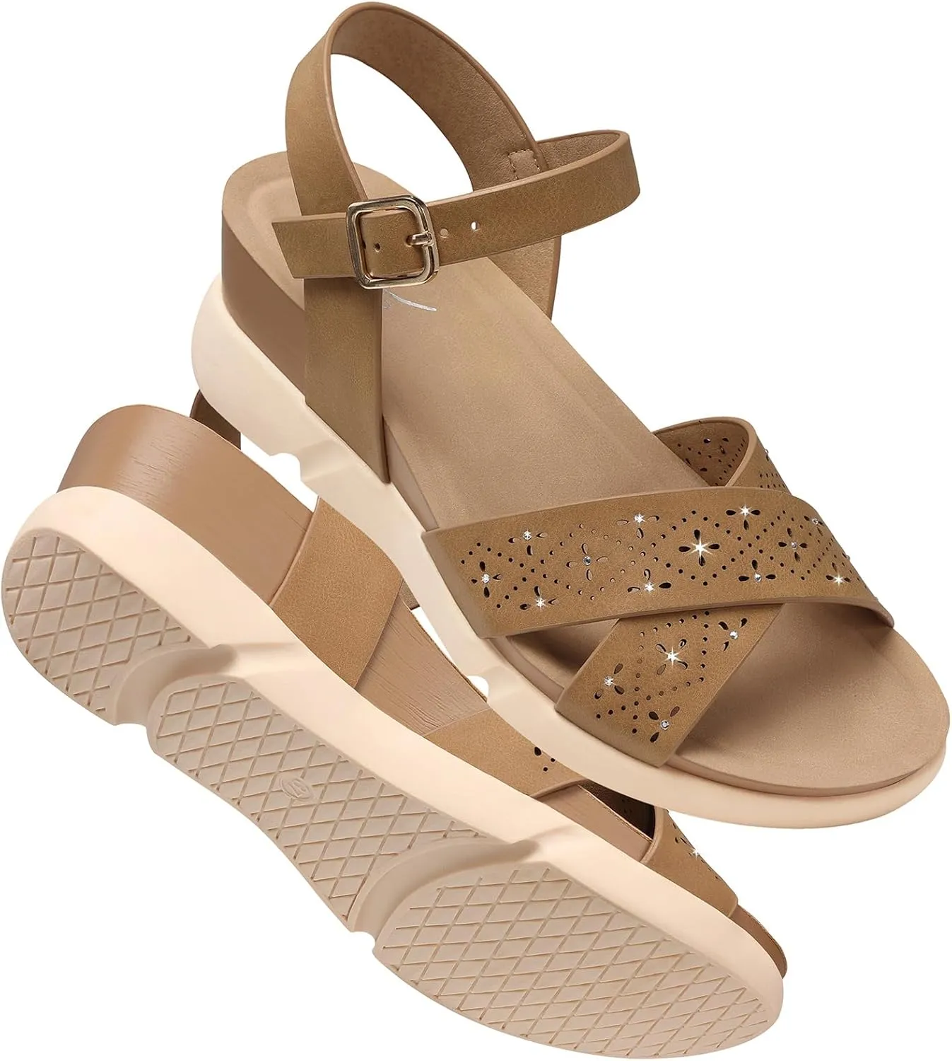 SHIBEVER Women's Wedge Sandals Platform: Comfortable Dressy Arch Support - Summer Open Toe Women Sandals