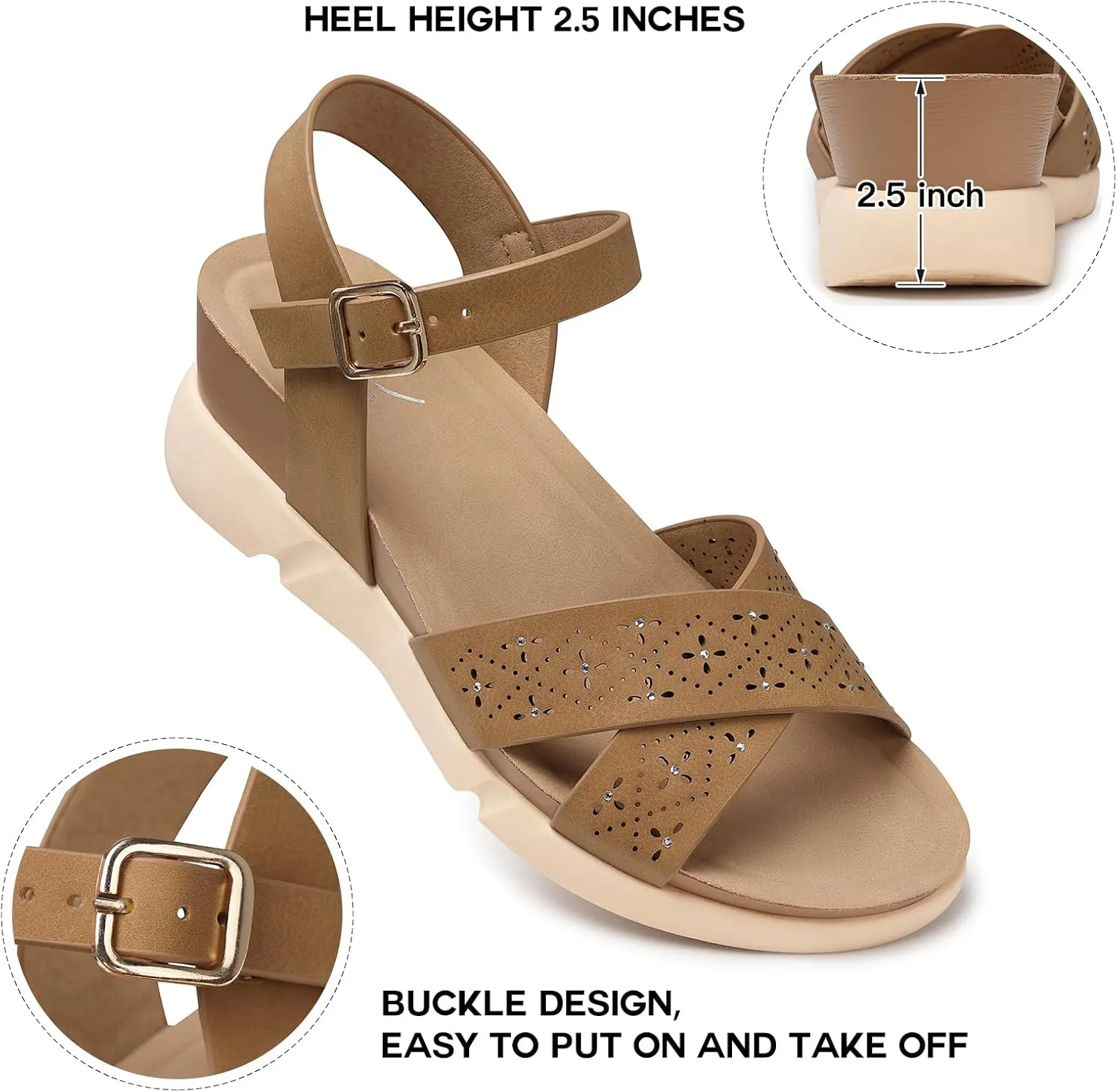 SHIBEVER Women's Wedge Sandals Platform: Comfortable Dressy Arch Support - Summer Open Toe Women Sandals