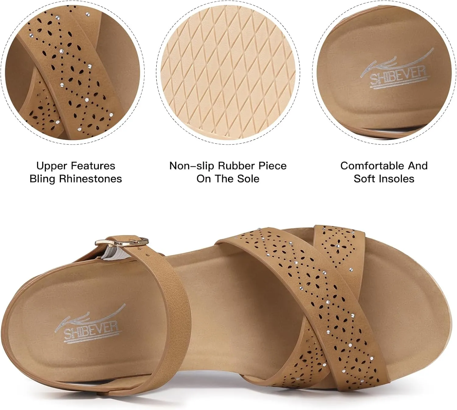 SHIBEVER Women's Wedge Sandals Platform: Comfortable Dressy Arch Support - Summer Open Toe Women Sandals