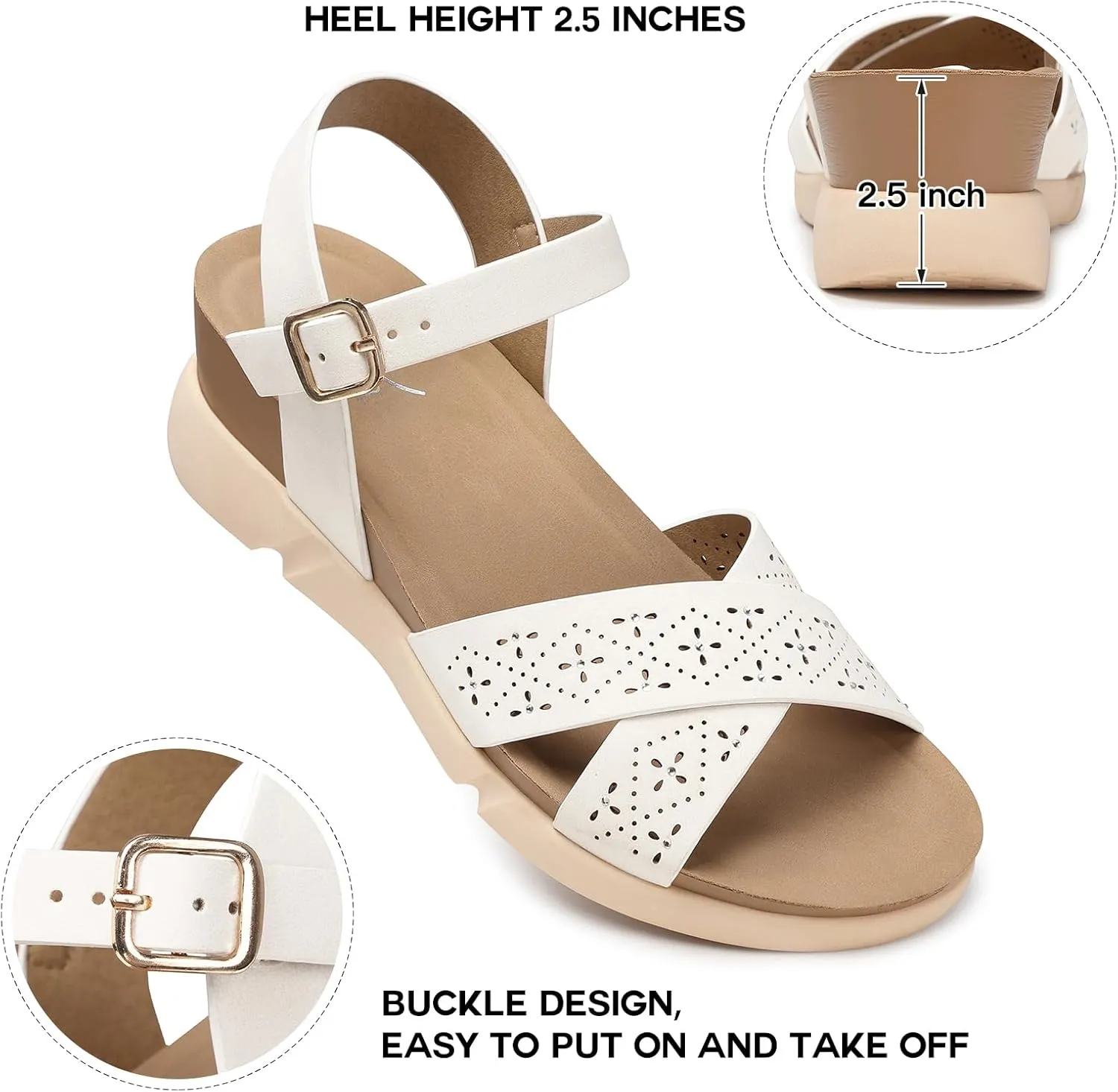 SHIBEVER Women's Wedge Sandals Platform: Comfortable Dressy Arch Support - Summer Open Toe Women Sandals