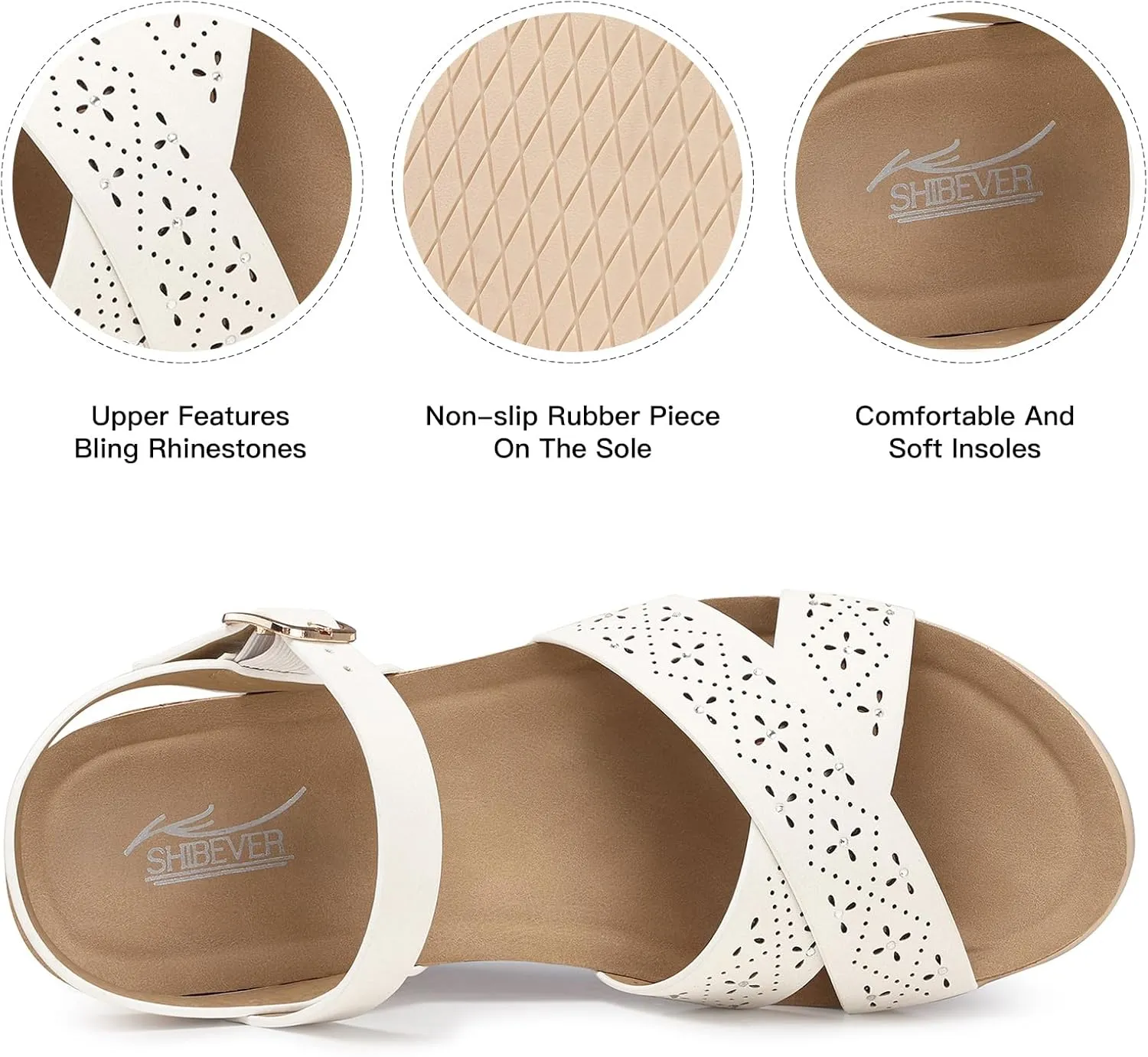 SHIBEVER Women's Wedge Sandals Platform: Comfortable Dressy Arch Support - Summer Open Toe Women Sandals