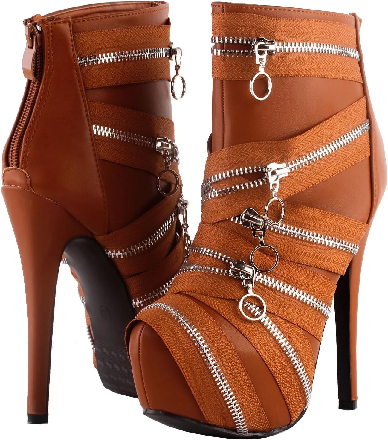 SHOW STORY Punk Black Zip Gothic Platform Stiletto Ankle Bootie Boots,LF80845