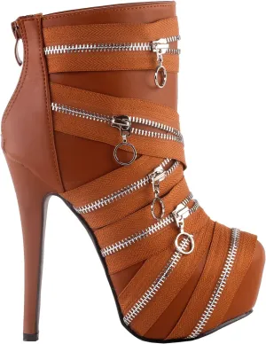 SHOW STORY Punk Black Zip Gothic Platform Stiletto Ankle Bootie Boots,LF80845