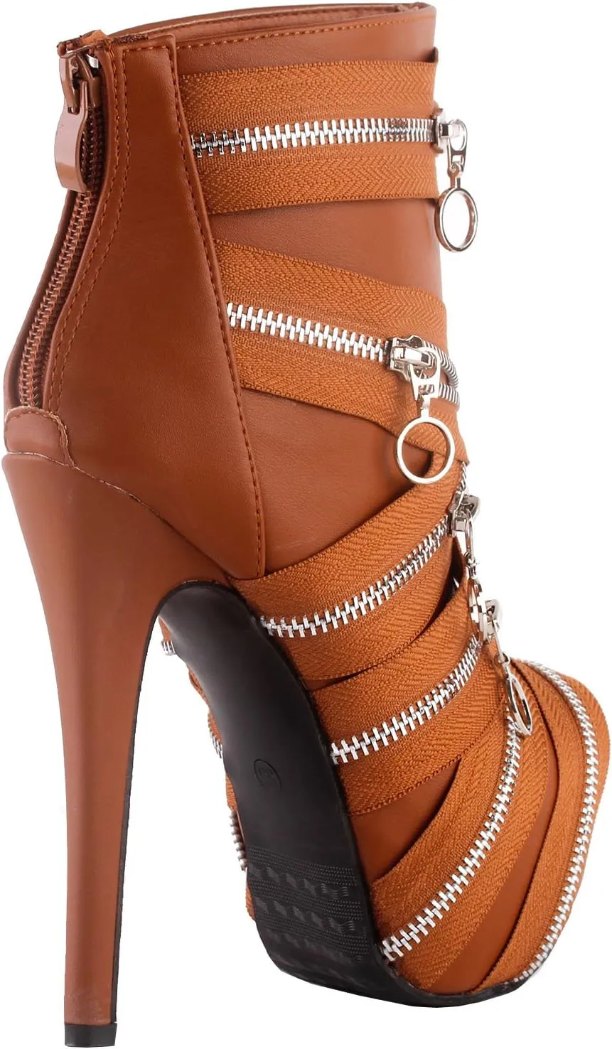 SHOW STORY Punk Black Zip Gothic Platform Stiletto Ankle Bootie Boots,LF80845