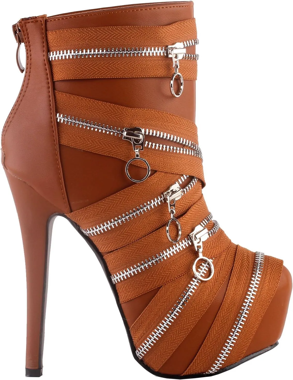 SHOW STORY Punk Black Zip Gothic Platform Stiletto Ankle Bootie Boots,LF80845