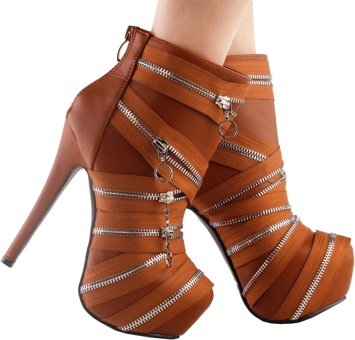 SHOW STORY Punk Black Zip Gothic Platform Stiletto Ankle Bootie Boots,LF80845
