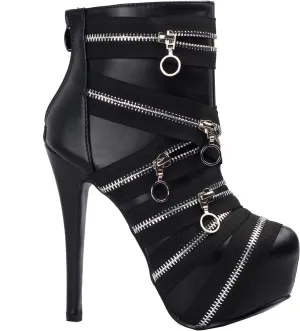 SHOW STORY Punk Black Zip Gothic Platform Stiletto Ankle Bootie Boots,LF80845