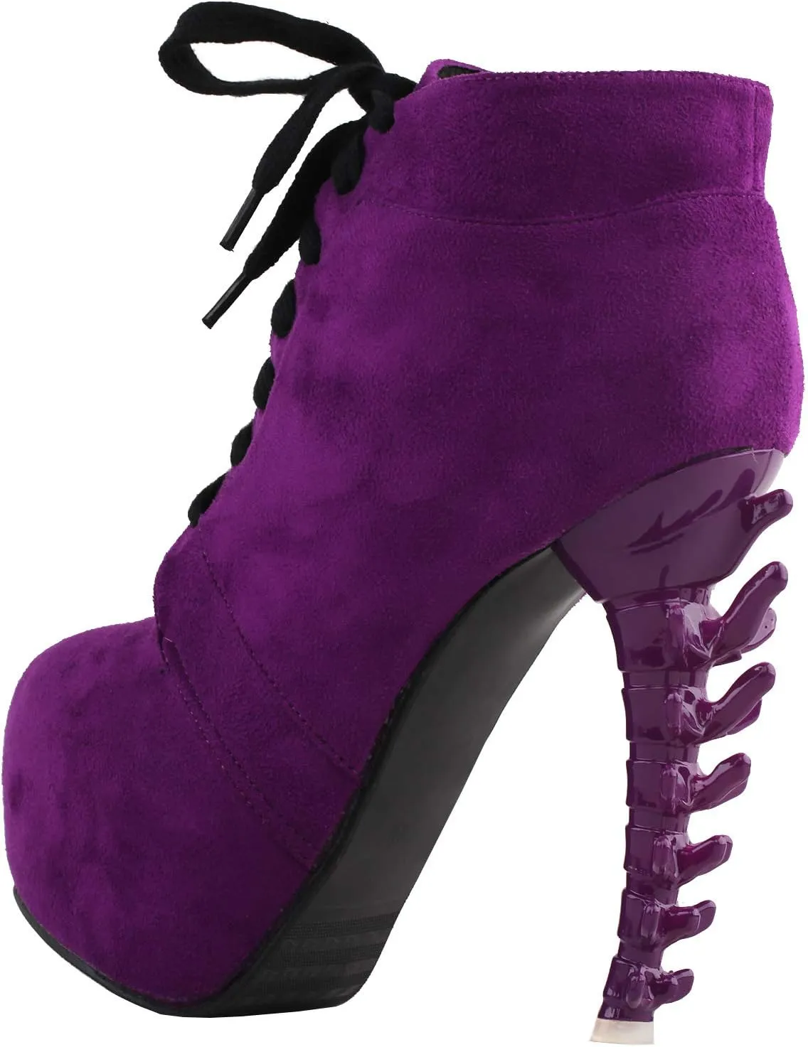 SHOW STORY Punk Purple Lace-Up Gladiator Hidden Platform Bone Heels Ankle Bootie,LF80702