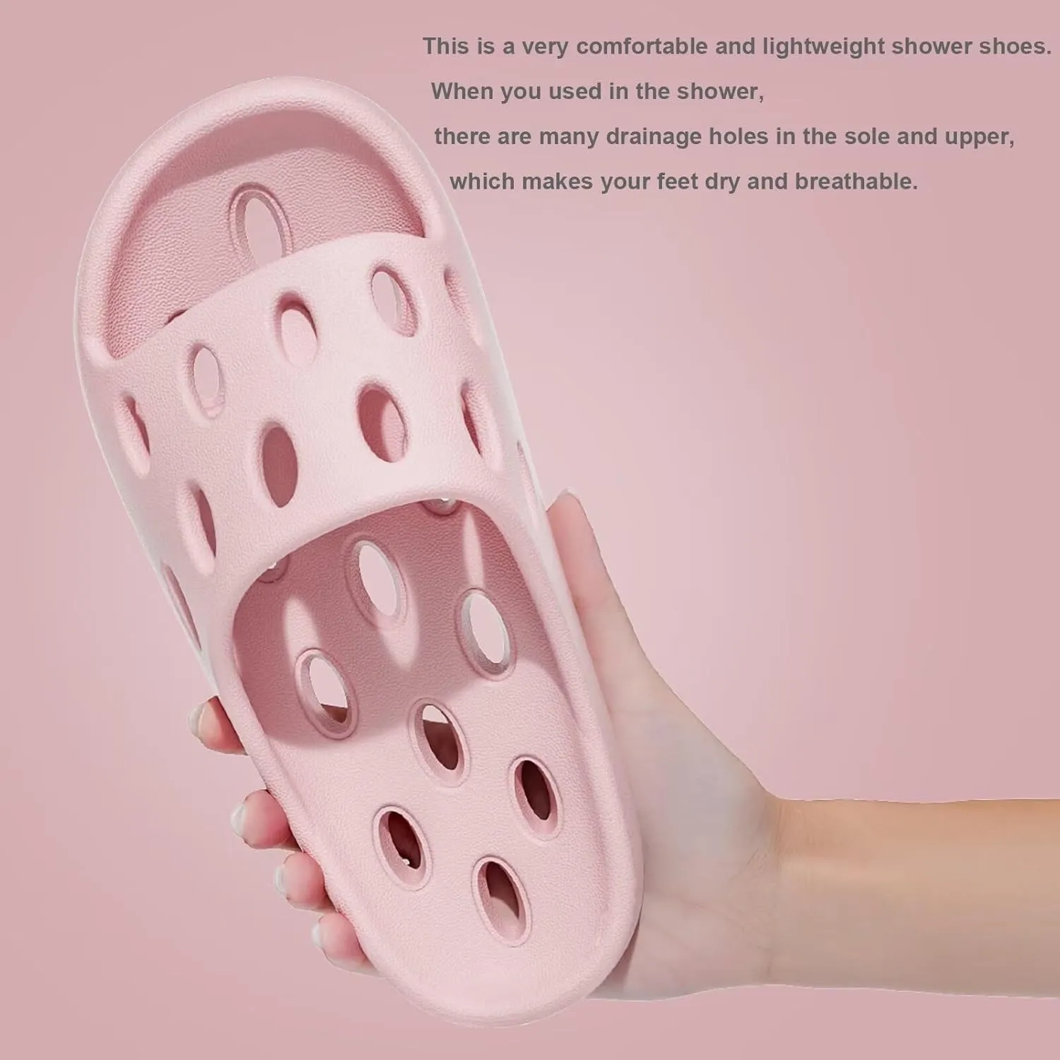 Shower Shoes for Women Men, Premium Quick Drying Shower Slippers Non-Slip Pool Beach Comfortable Lightweight House Slippers with Drain Holes