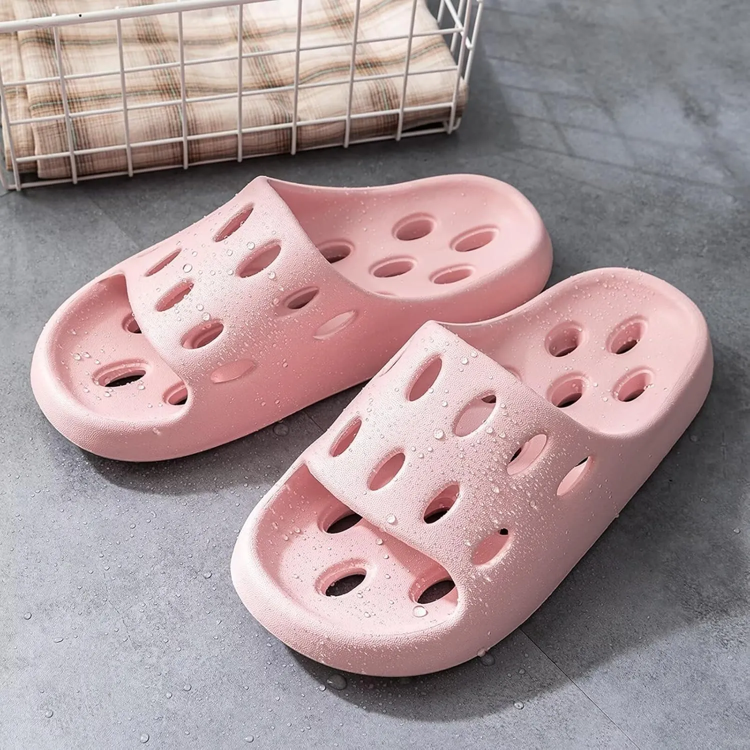 Shower Shoes for Women Men, Premium Quick Drying Shower Slippers Non-Slip Pool Beach Comfortable Lightweight House Slippers with Drain Holes