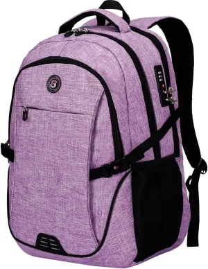 SHRRADOO Anti Theft Laptop Backpack Travel Backpacks with usb Charging Port for Women Men College Backpack Computer Bag Fits 17 Inch Laptop,Purple