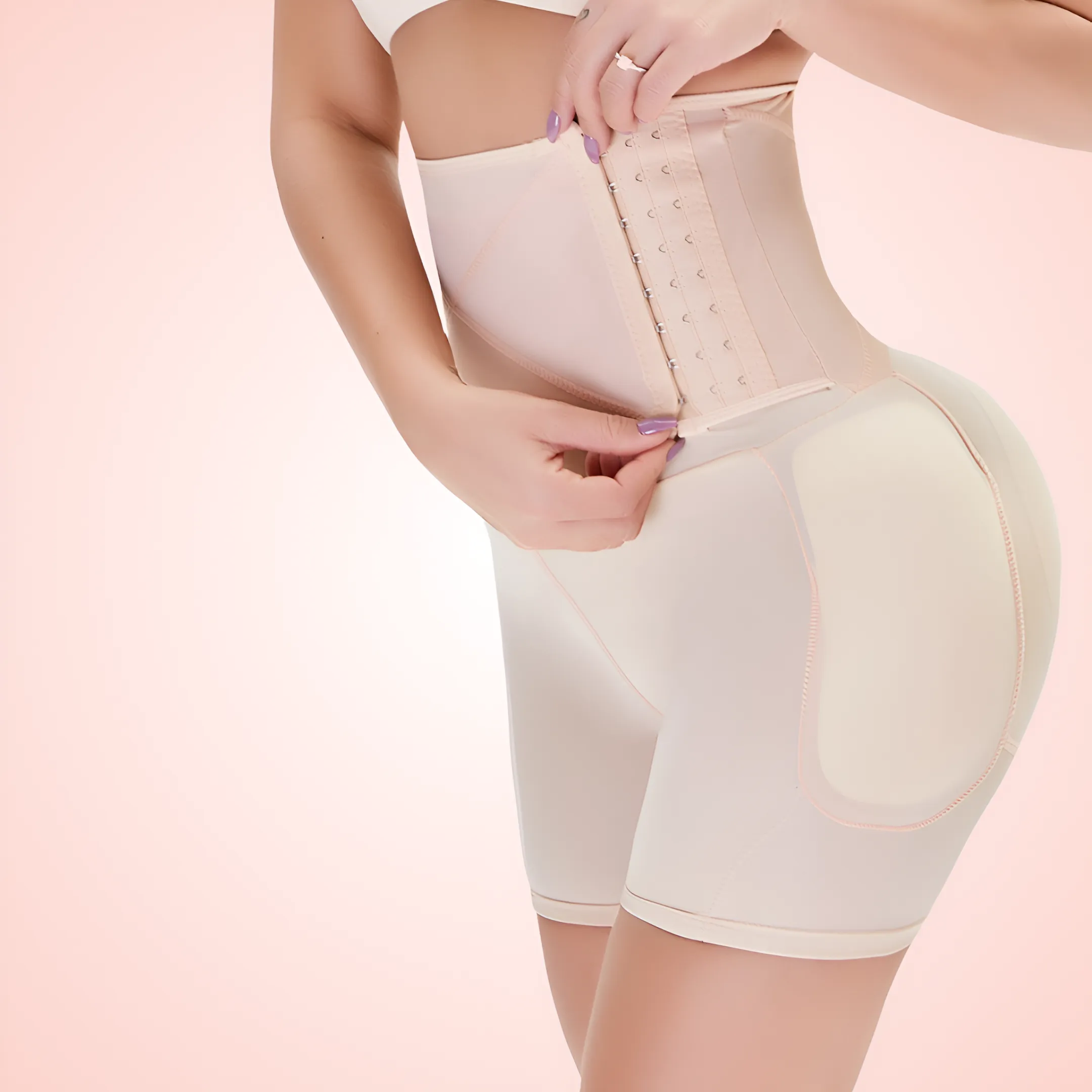 Side Hooks Waist Compression and Buttocks Lift Shorts Shapewear