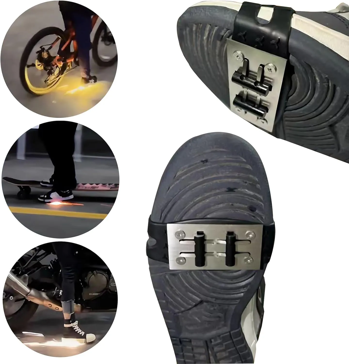 Skateboard Friction Spark Pad Shoe Surfboard Sole Flint Boot Cover Adjustable Longboard Footwear Sliders ​Plate Patinetas Accessory Outdoor Tool (1*Shoe Cover   16*Flints Pad)