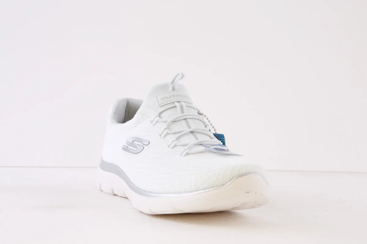 SKECHERS - 150119 SUMMITS BUNGEE SLIP-ON TRAINER - WHITE/SILVER