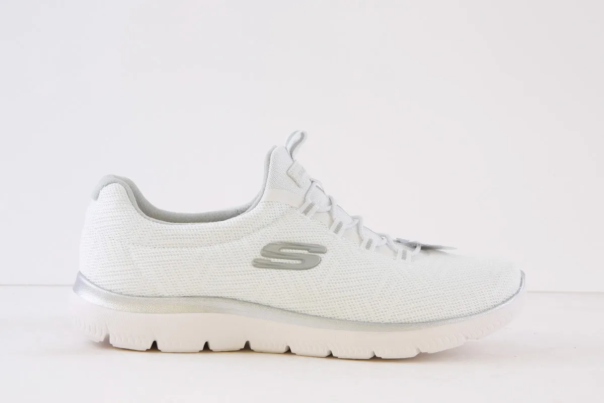 SKECHERS - 150119 SUMMITS BUNGEE SLIP-ON TRAINER - WHITE/SILVER