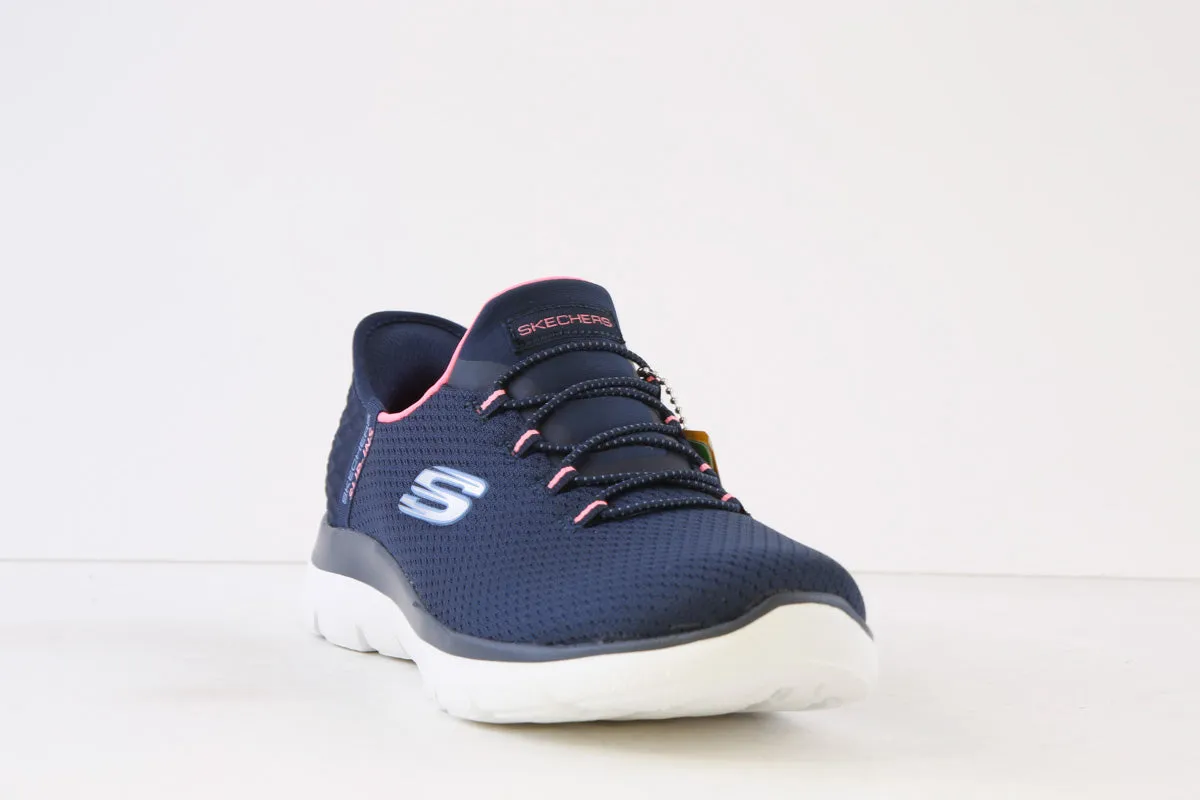 SKECHERS - 150123 SLIP-INS:SUMMITS DIAMOND DREAM-BUNGEE TRAINER - NAVY/PINK