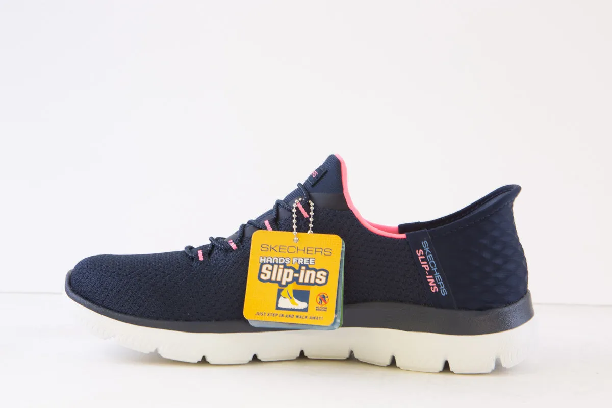 SKECHERS - 150123 SLIP-INS:SUMMITS DIAMOND DREAM-BUNGEE TRAINER - NAVY/PINK