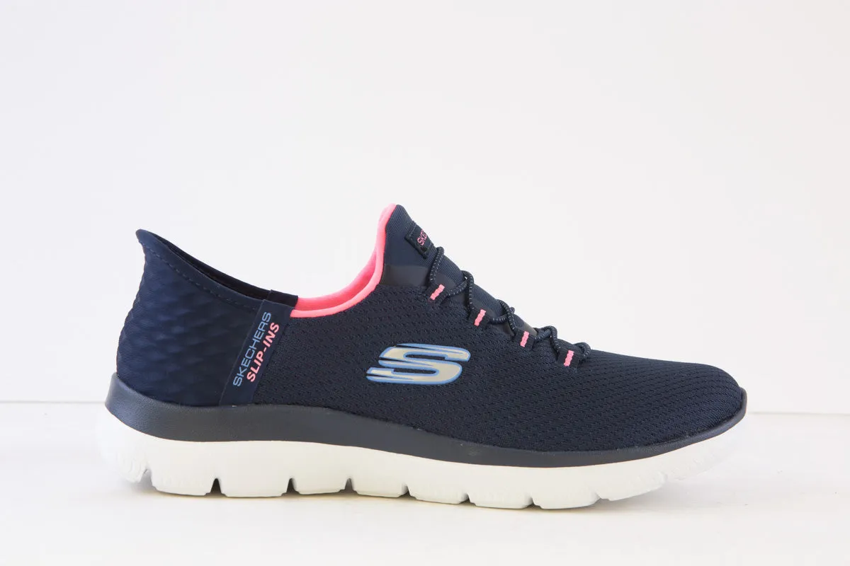 SKECHERS - 150123 SLIP-INS:SUMMITS DIAMOND DREAM-BUNGEE TRAINER - NAVY/PINK