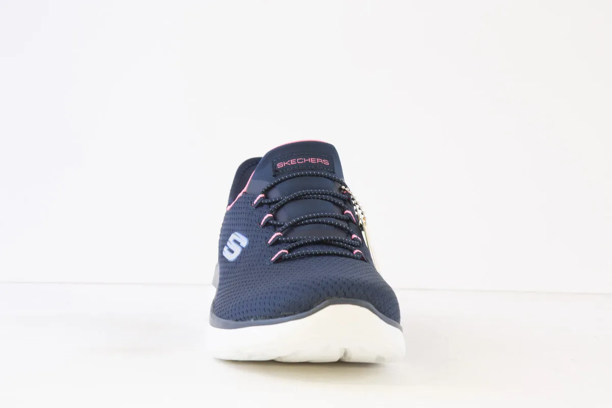 SKECHERS - 150123 SLIP-INS:SUMMITS DIAMOND DREAM-BUNGEE TRAINER - NAVY/PINK