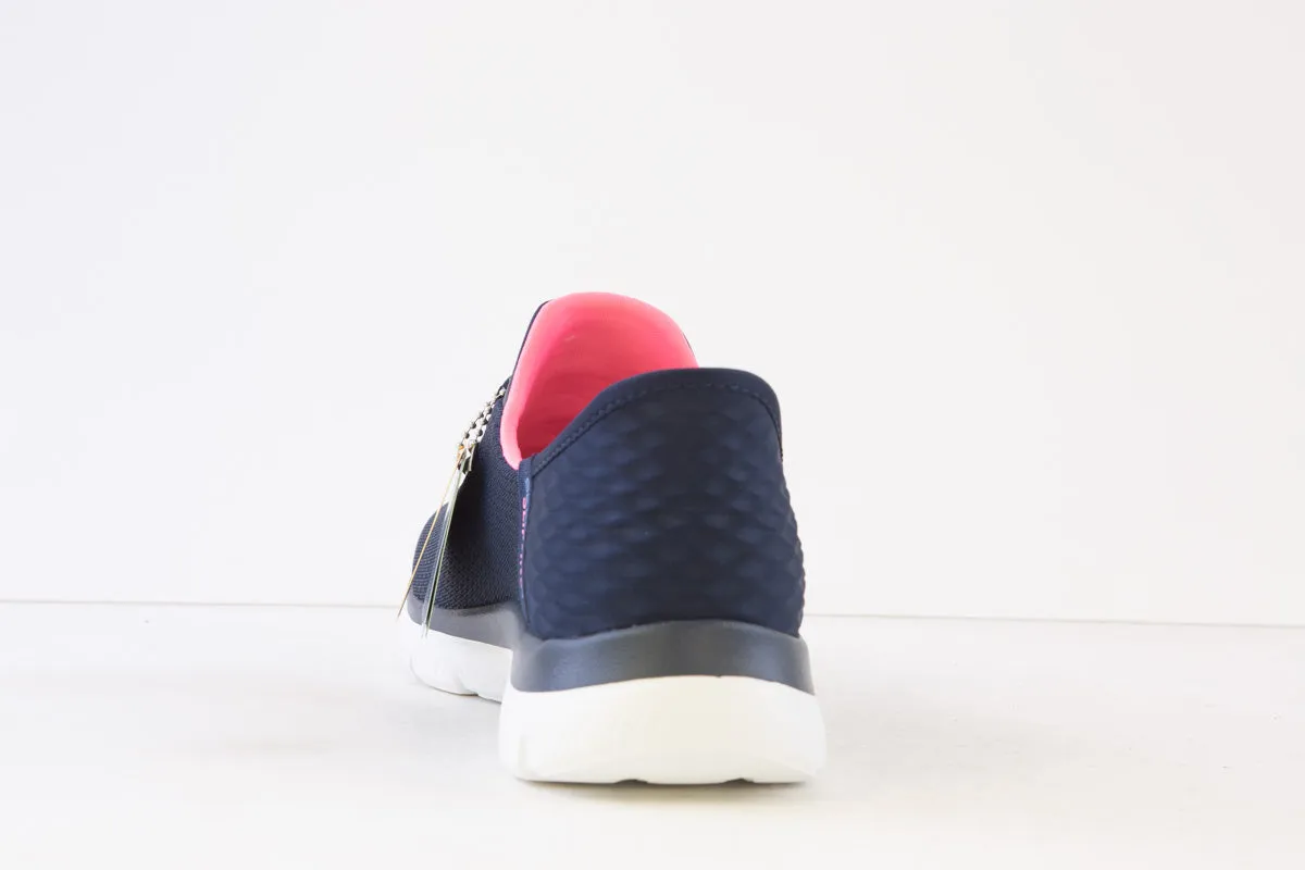 SKECHERS - 150123 SLIP-INS:SUMMITS DIAMOND DREAM-BUNGEE TRAINER - NAVY/PINK