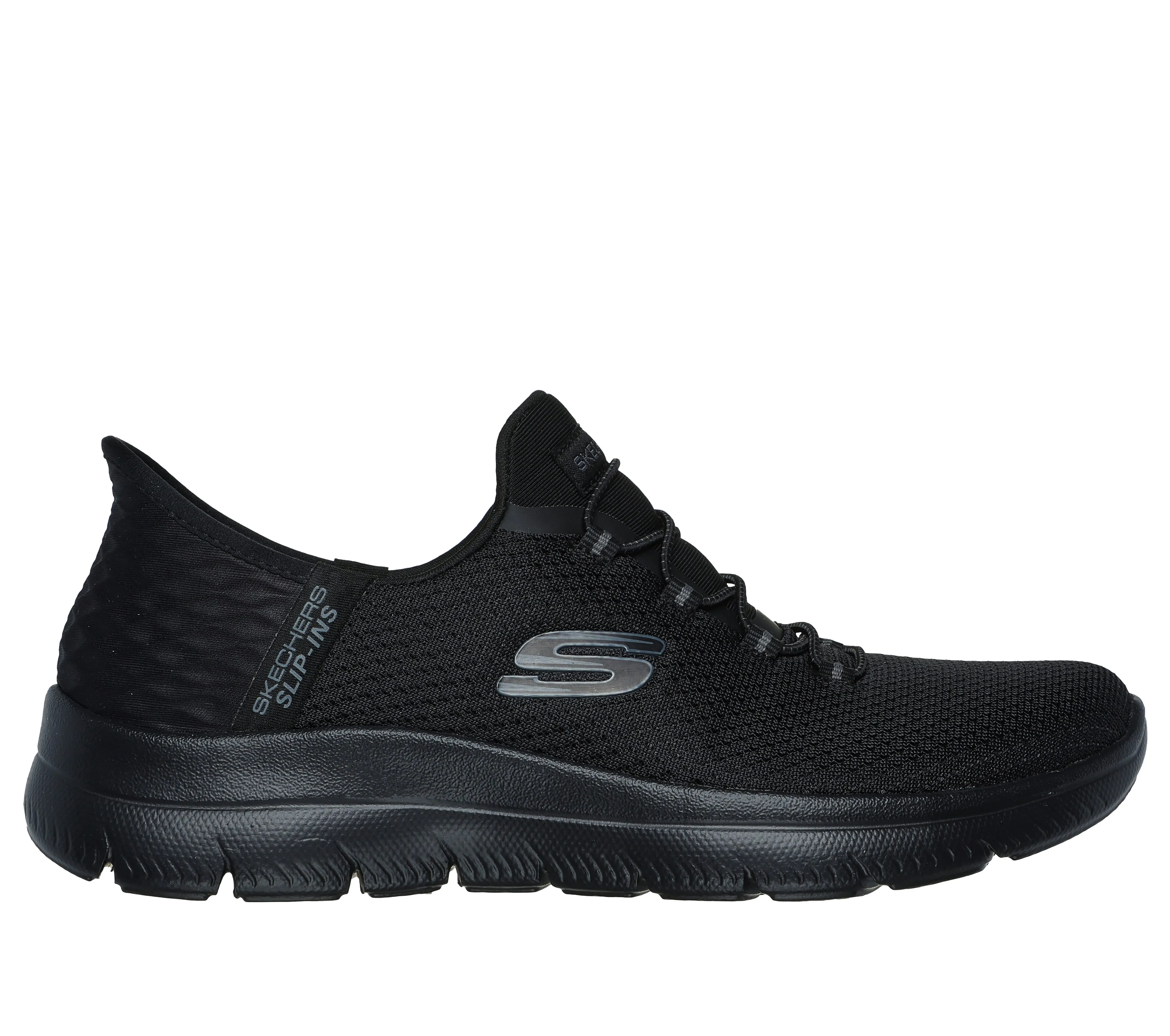 SKECHERS - 150123 SUMMITS DIAMOND DREAM-BUNGEE SLIP-IN TRAIN - BLACK
