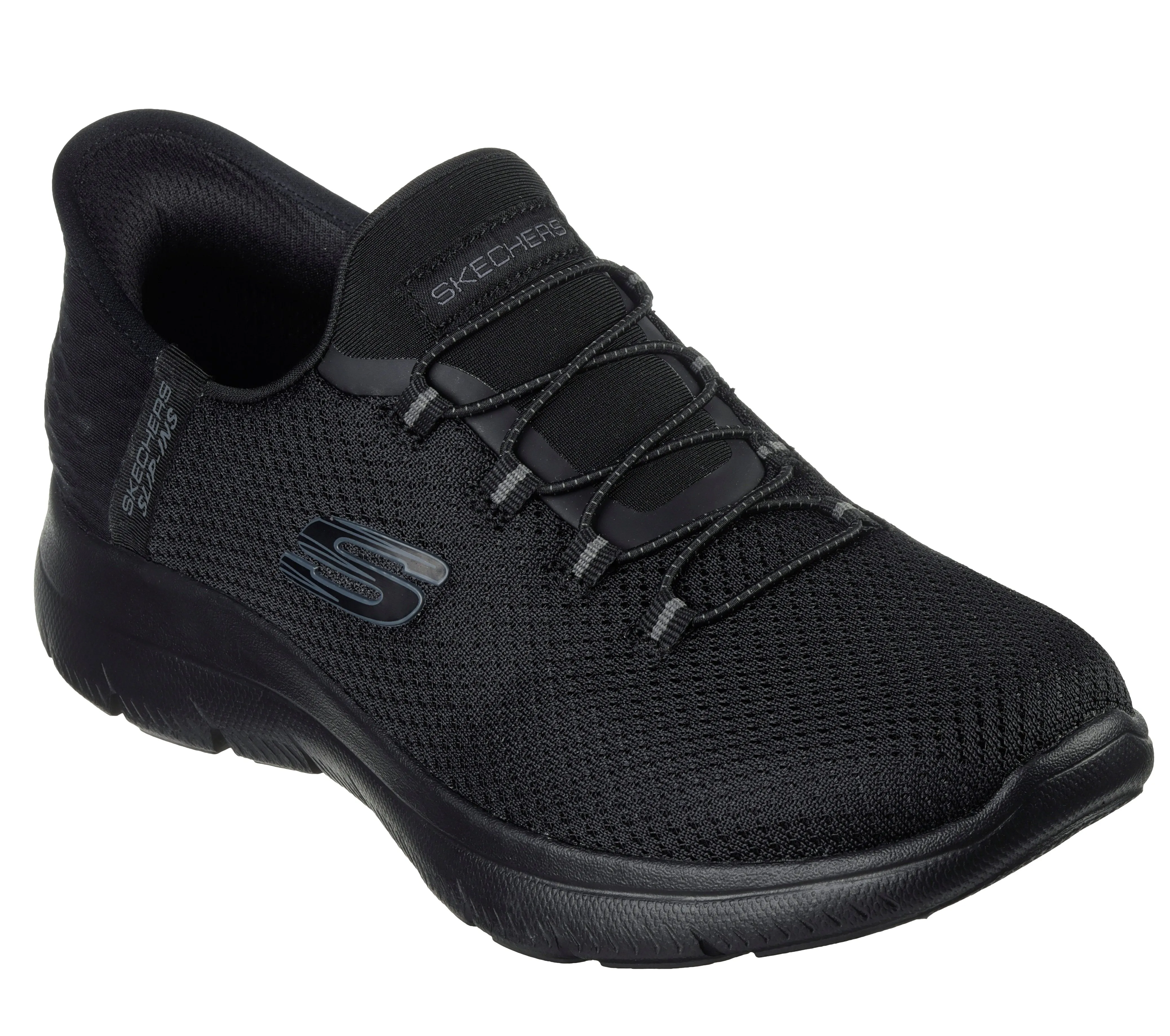 SKECHERS - 150123 SUMMITS DIAMOND DREAM-BUNGEE SLIP-IN TRAIN - BLACK